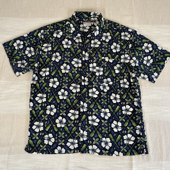 Vintage Generra Clothing Company Men's XXL Hawaiian Shirt Blue Floral Beach - Picture 2 of 7
